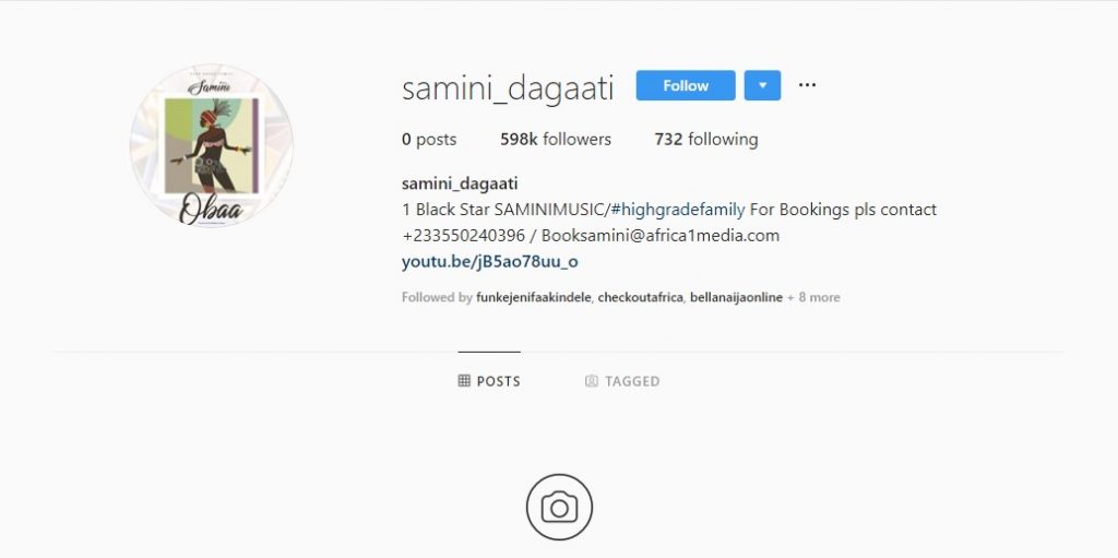 Samini, Samini empties Instagram account, what could be the reason?